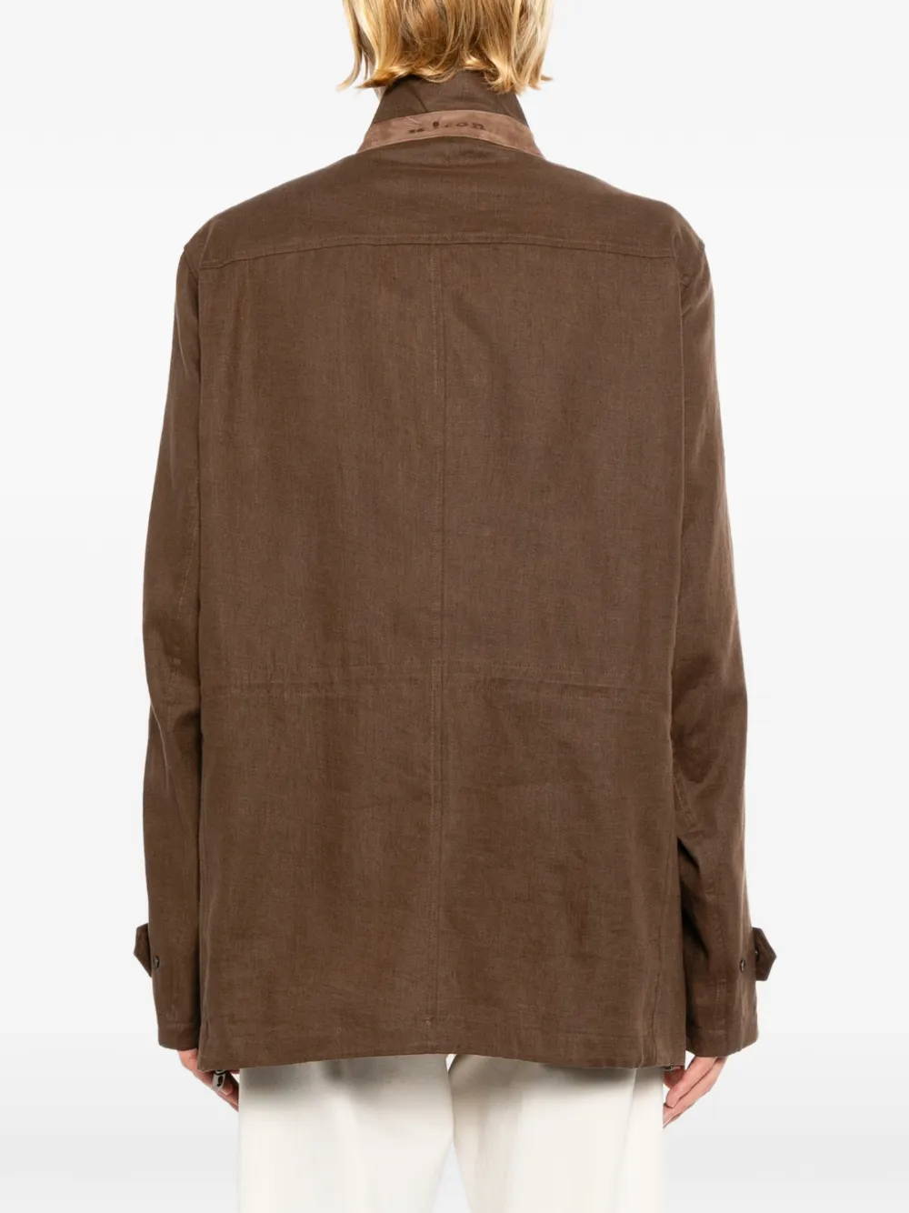 Kiton Legerjack met borstzakken Bruin