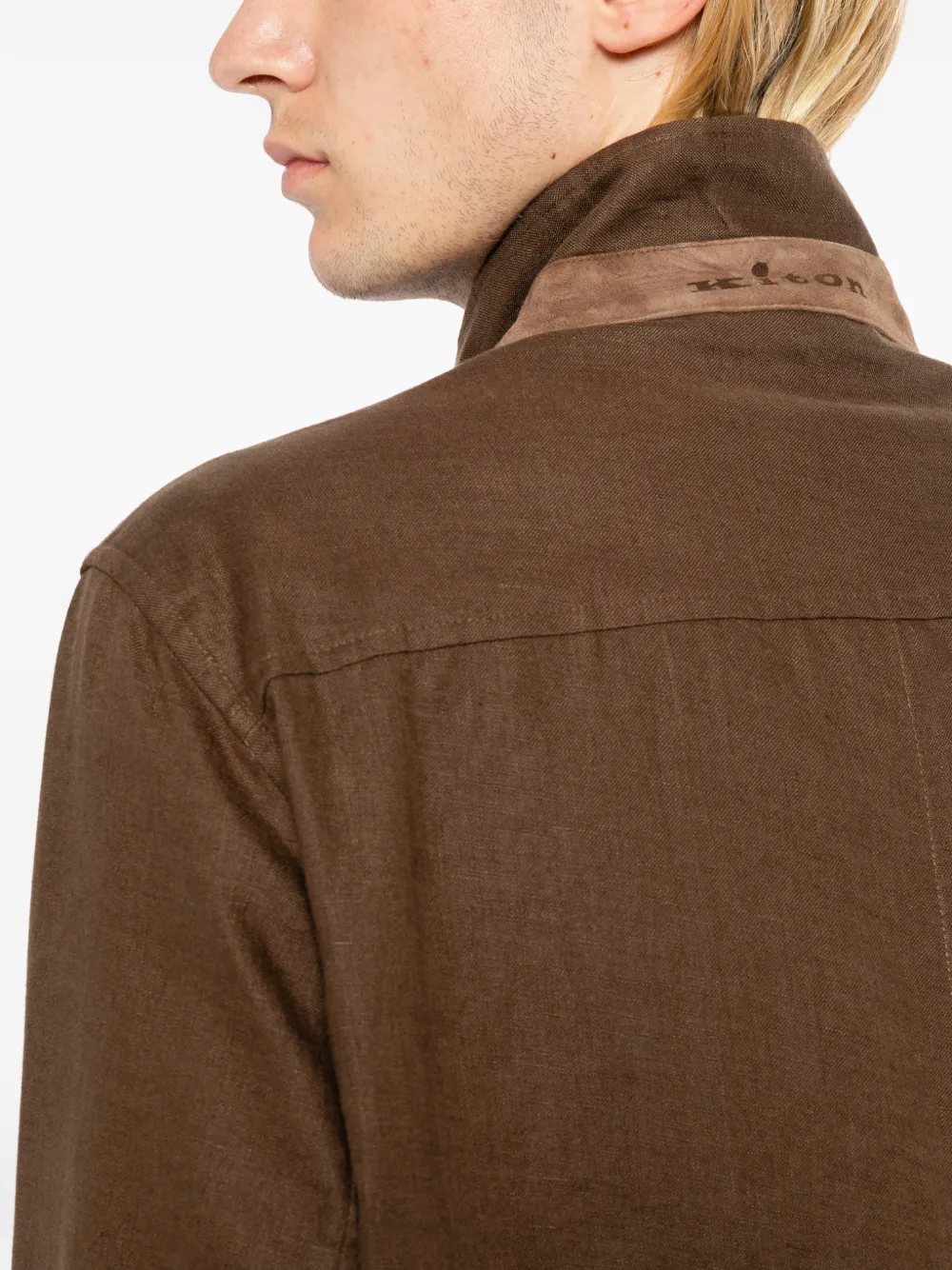 Kiton Legerjack met borstzakken Bruin