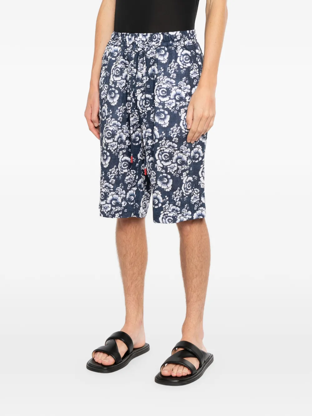 Kiton Shorts met bloemenprint Blauw
