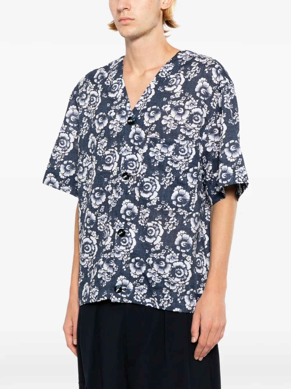 Kiton Overhemd met bloemenprint Blauw