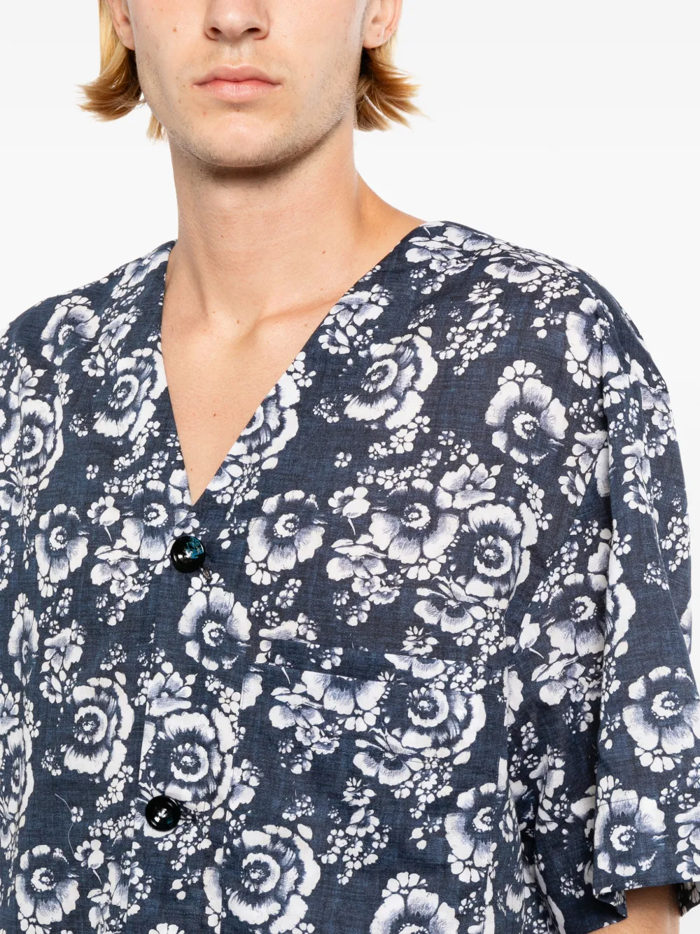 Kiton Overhemd met bloemenprint Blauw
