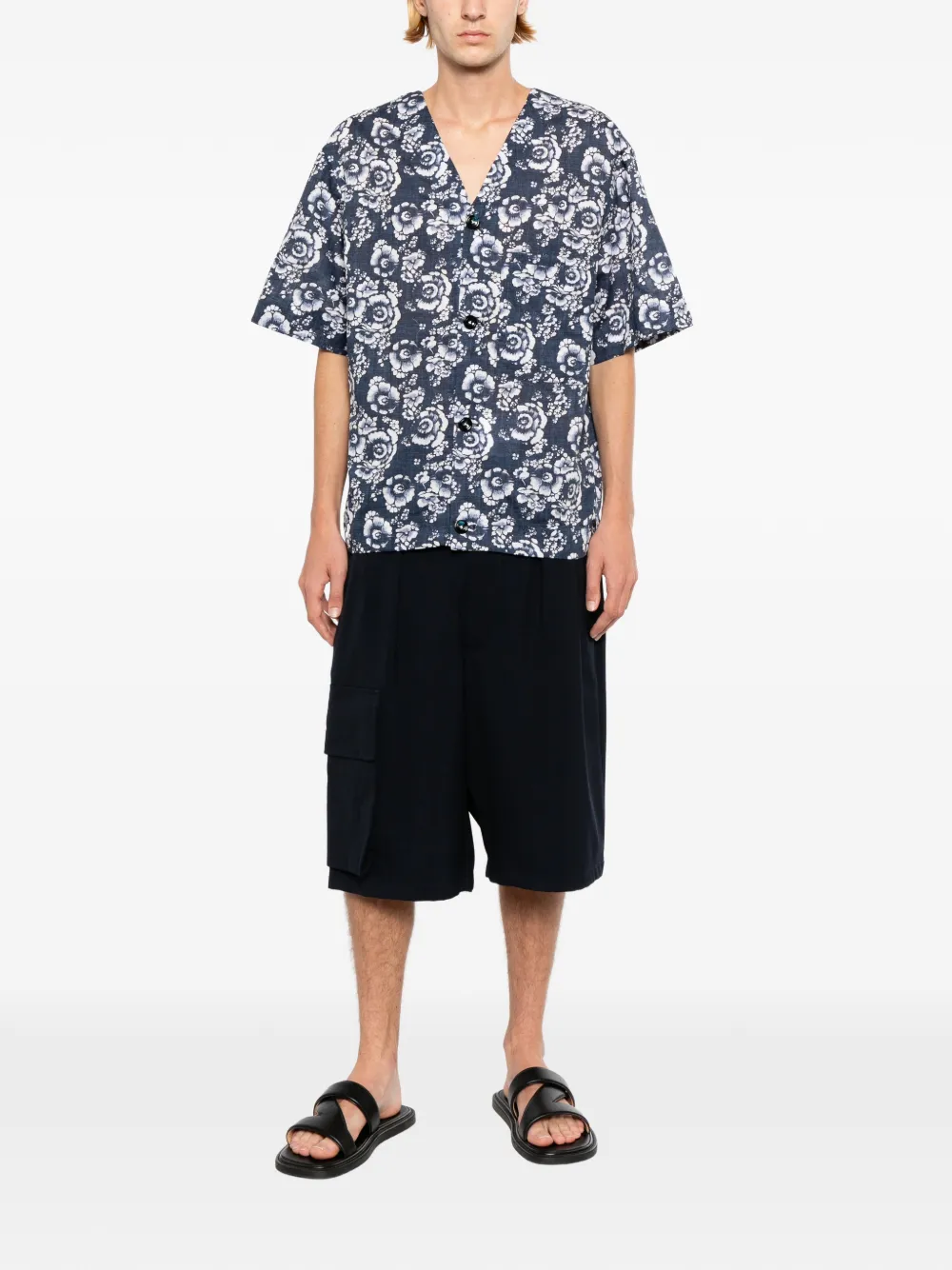 Kiton Overhemd met bloemenprint Blauw