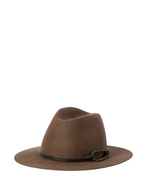 Brunello Cucinelli feutre fedora avec chapeau en cuir et bande monili