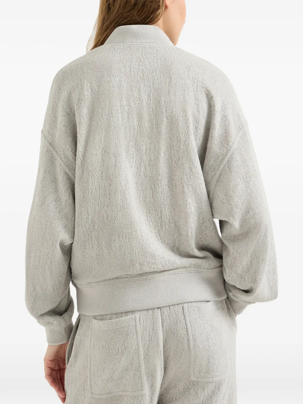 Brunello Cucinelli Jersey sweater met kanten bloemen van scheerwol en kasjmier met Monili Grijs