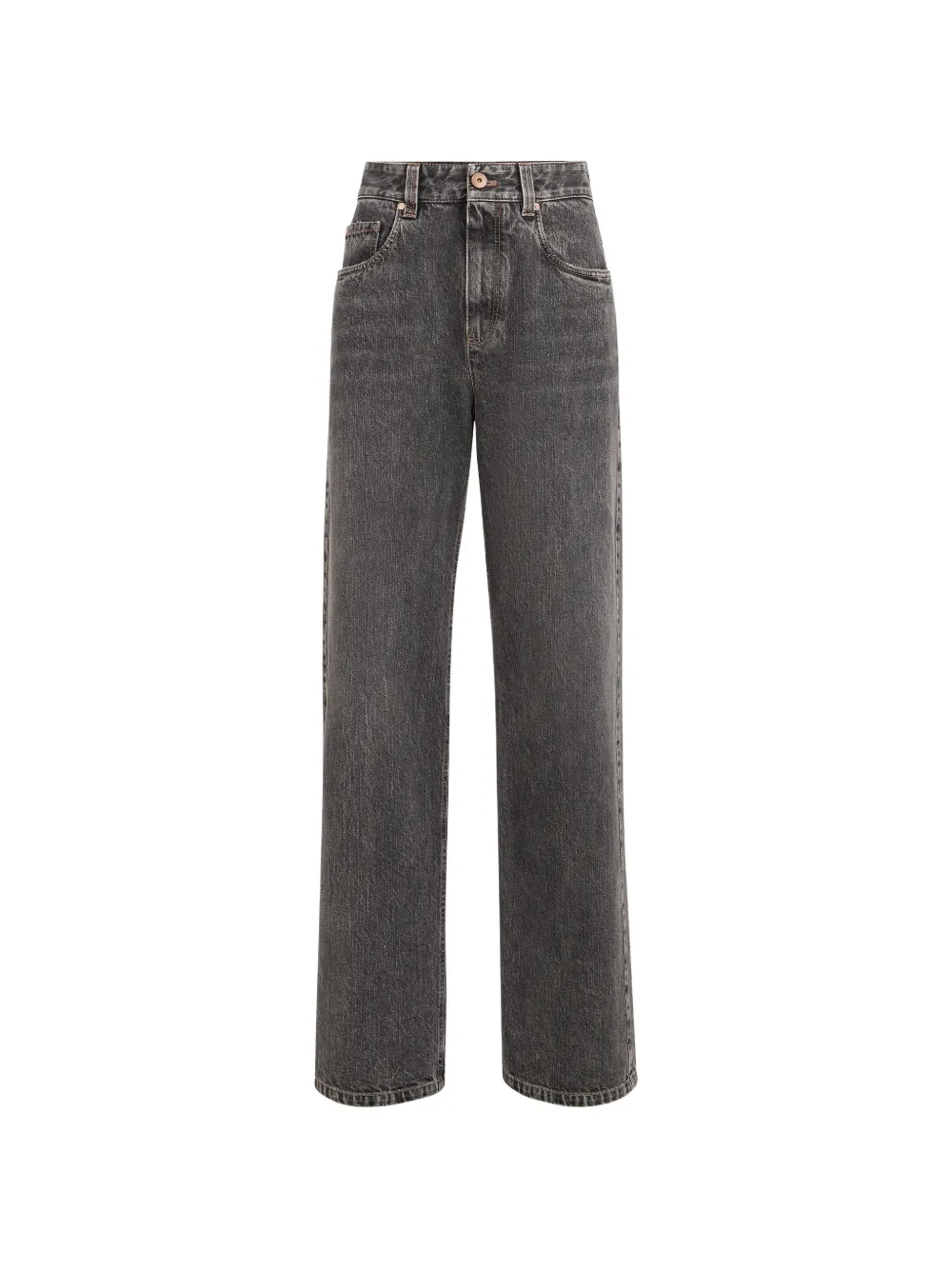 Brunello Cucinelli Pantaloni Authentic denim Contemporary Loose con motivo Monili - Grigio