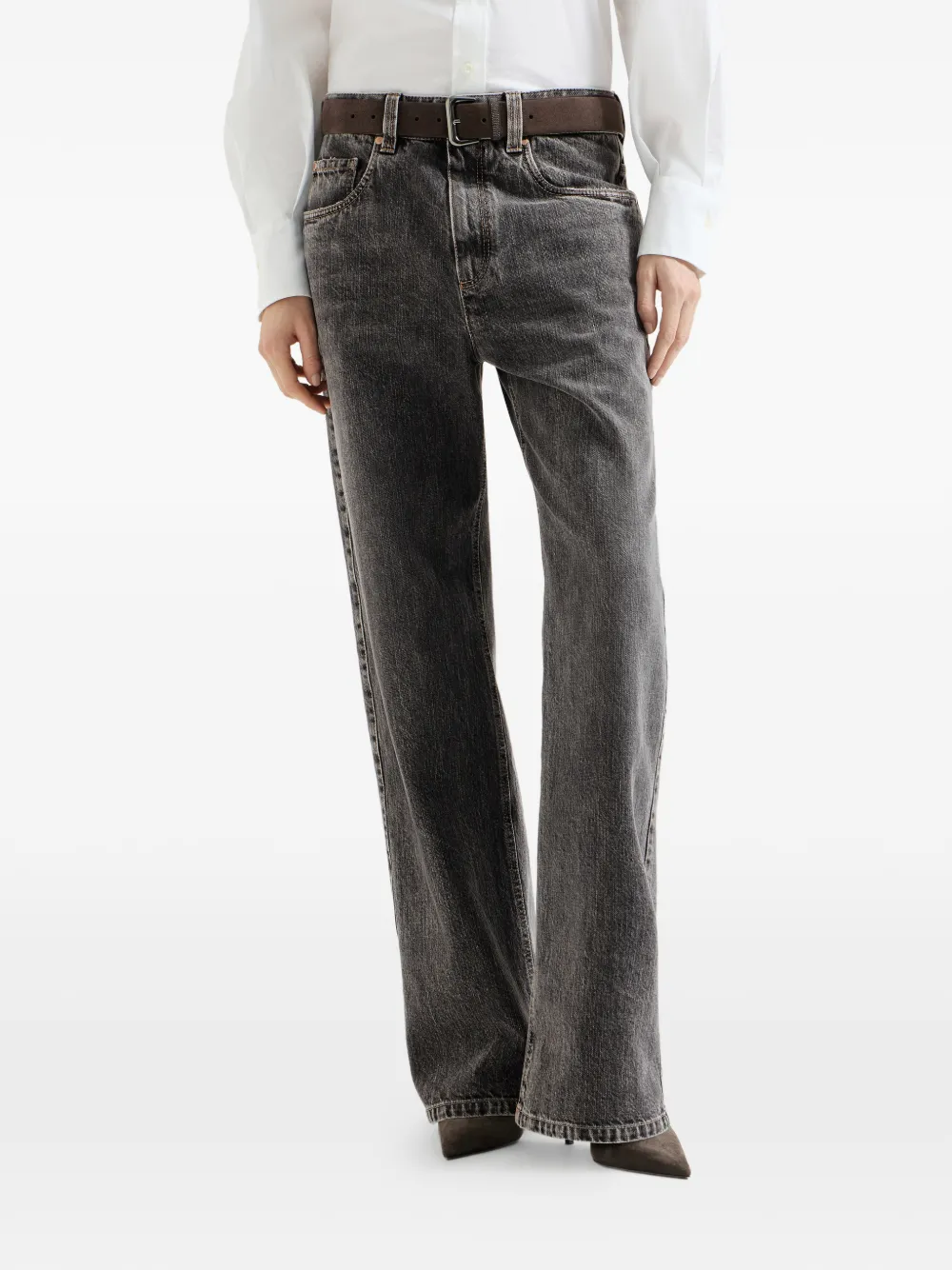 Brunello Cucinelli Losvallende jeans met monili Grijs