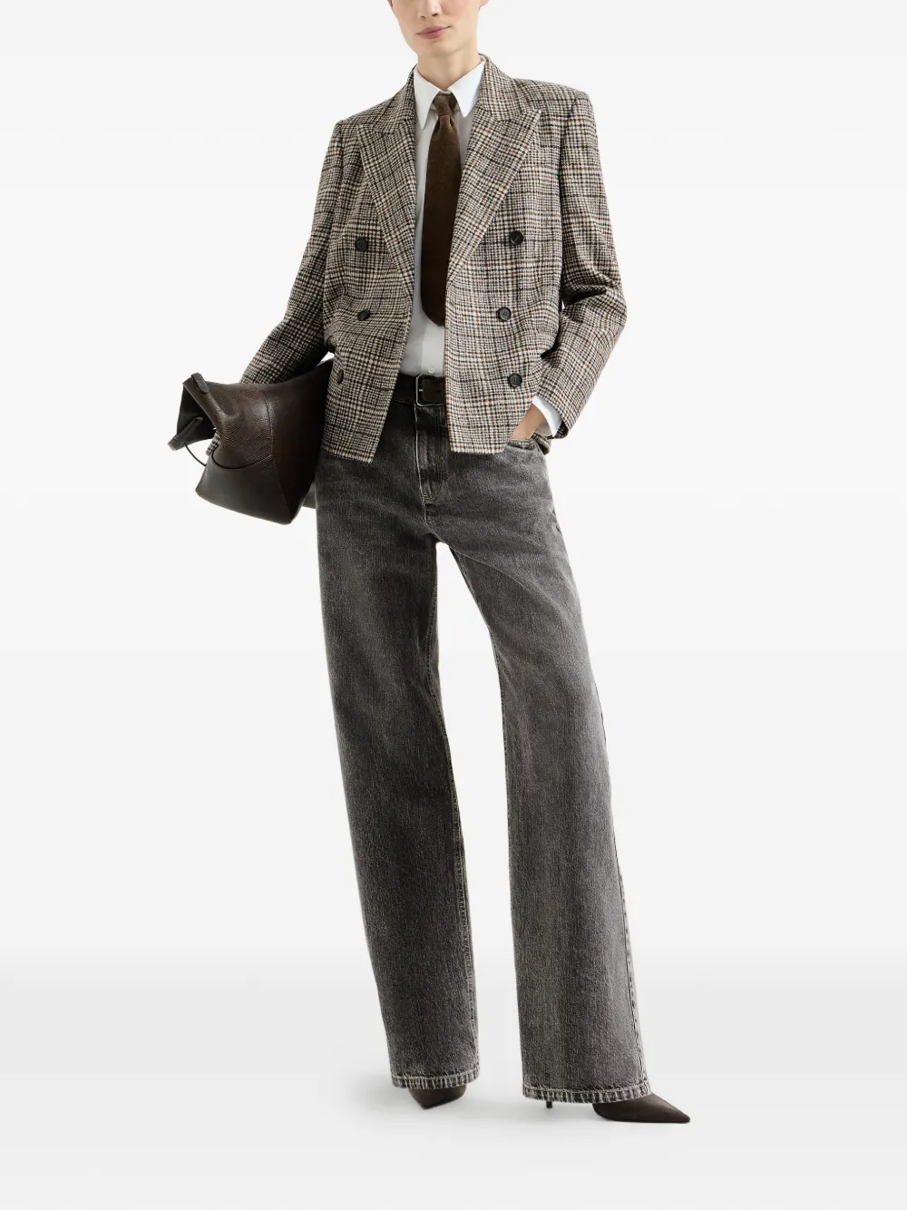 Brunello Cucinelli Losvallende jeans met monili Grijs
