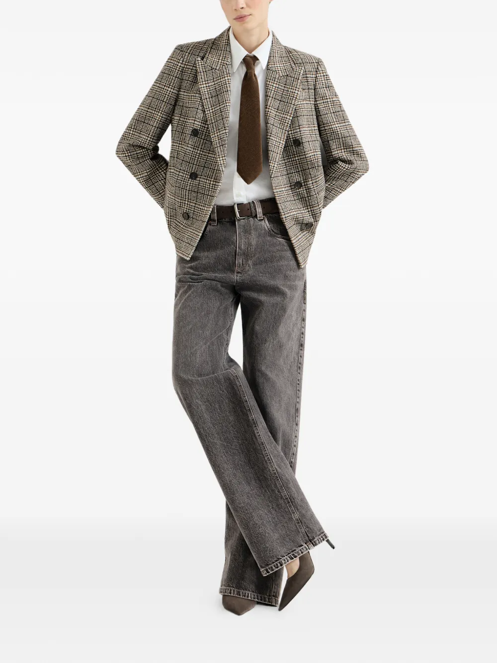 Brunello Cucinelli Losvallende jeans met monili Grijs