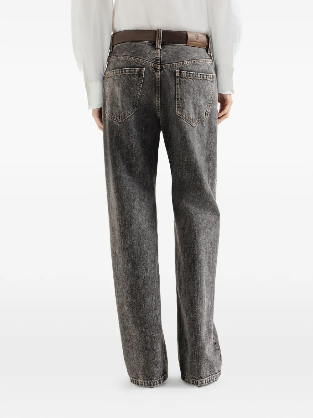 Brunello Cucinelli Losvallende jeans met monili Grijs