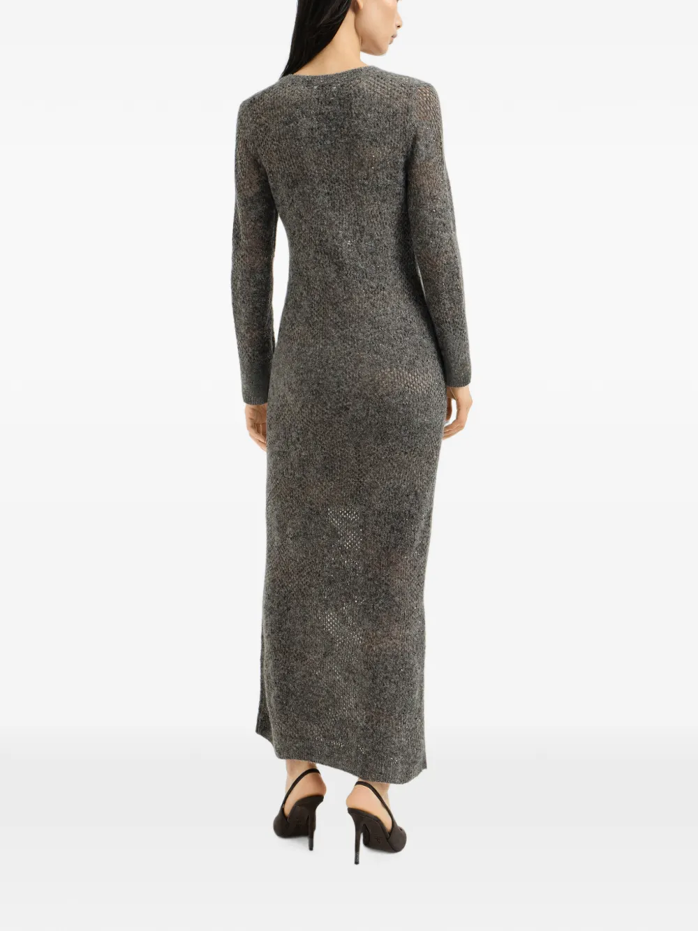 Brunello Cucinelli Gebreide jurk met mohair en scheerwol Grijs