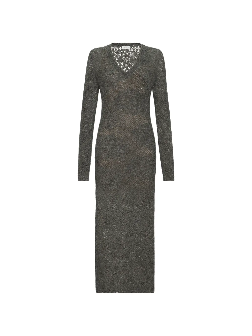 Brunello Cucinelli lace flowers knit dress in sparkling mohair and virgin wool - Grey
