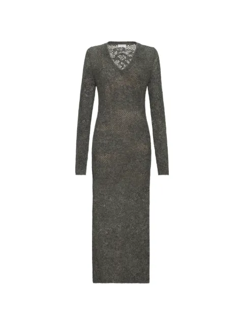 Brunello Cucinelli vestido tejido con encaje floral en mohair brillante y lana virgen