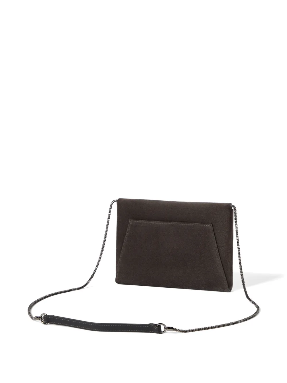 Brunello Cucinelli Duo suède pochette met ketting Bruin