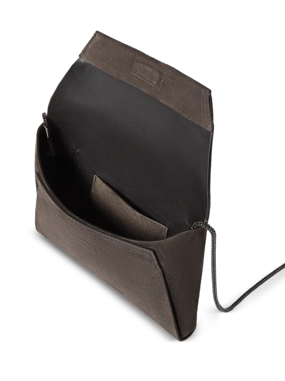 Brunello Cucinelli Duo suède pochette met ketting Bruin