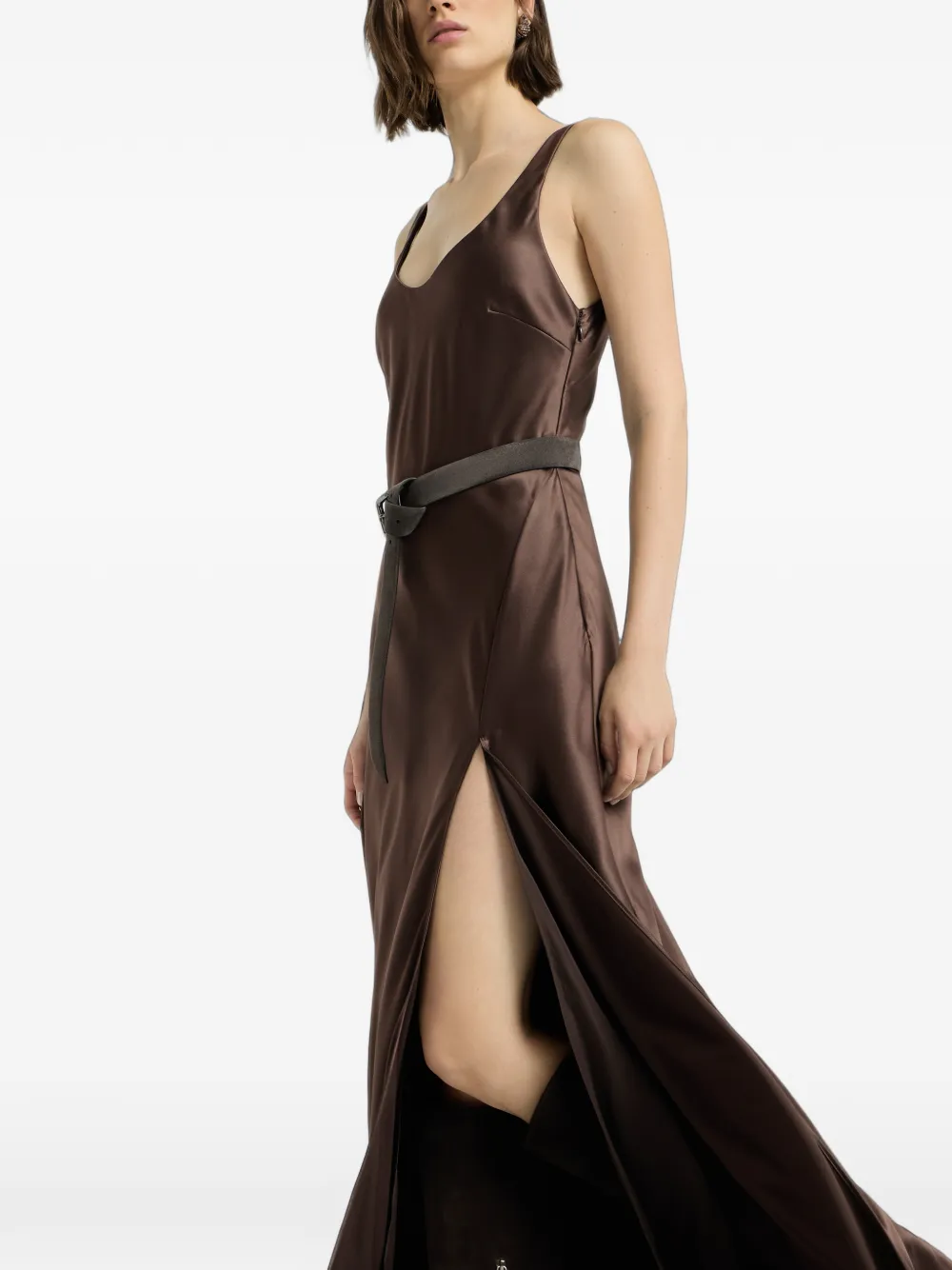 Brunello Cucinelli satin long dress Bruin