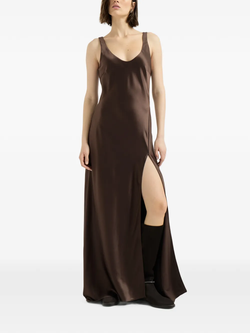 Brunello Cucinelli satin long dress Bruin