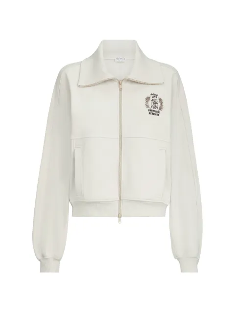 Brunello Cucinelli cotton smooth French terry sweatshirt with zip and embroidered logo