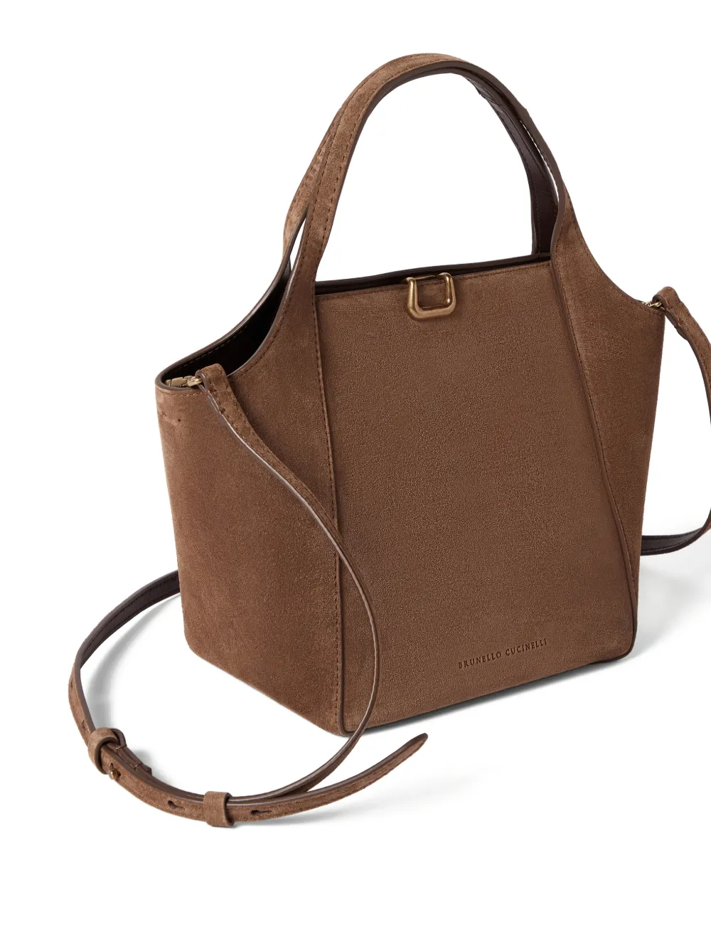 Brunello Cucinelli Sartorial kleine suède bucket-tas Bruin