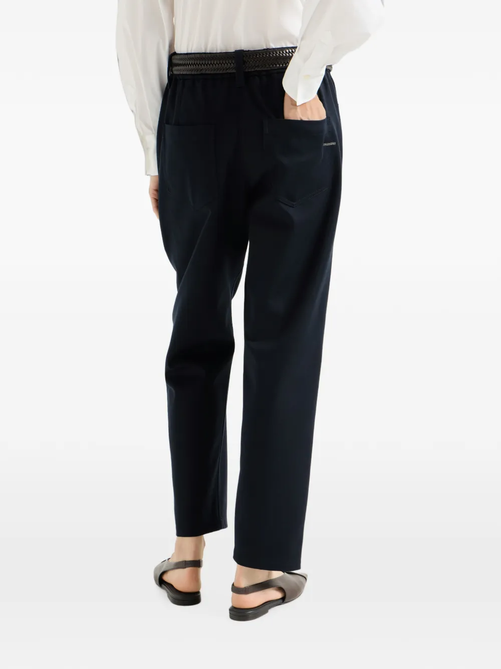 Brunello Cucinelli Stretch katoenen Cover Baggy pull-on broek met glanzende barack Blauw
