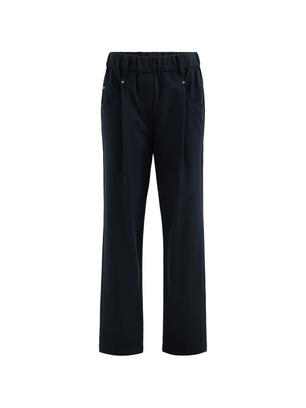 Brunello Cucinelli stretch cotton cover baggy pull-on trousers with shiny bartack - Blu