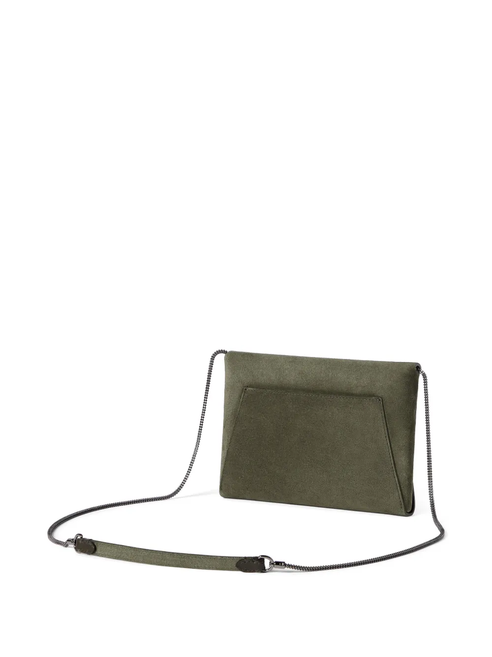 Brunello Cucinelli Duo suède pochette met ketting Groen