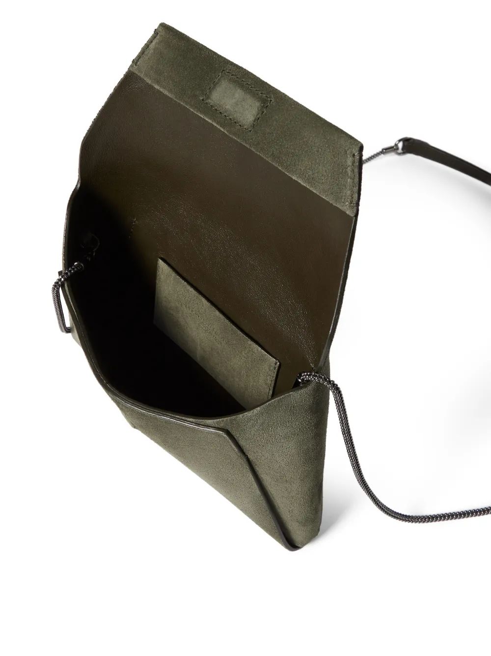 Brunello Cucinelli Duo suède pochette met ketting Groen