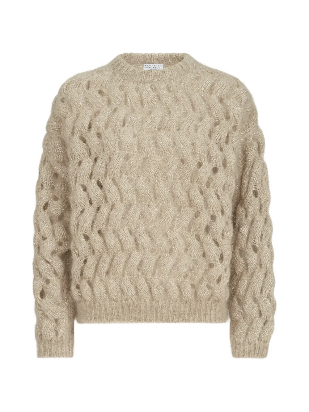 Brunello Cucinelli Maglione Dazzling in lana e mohair con motivo a zigzag - Toni neutri