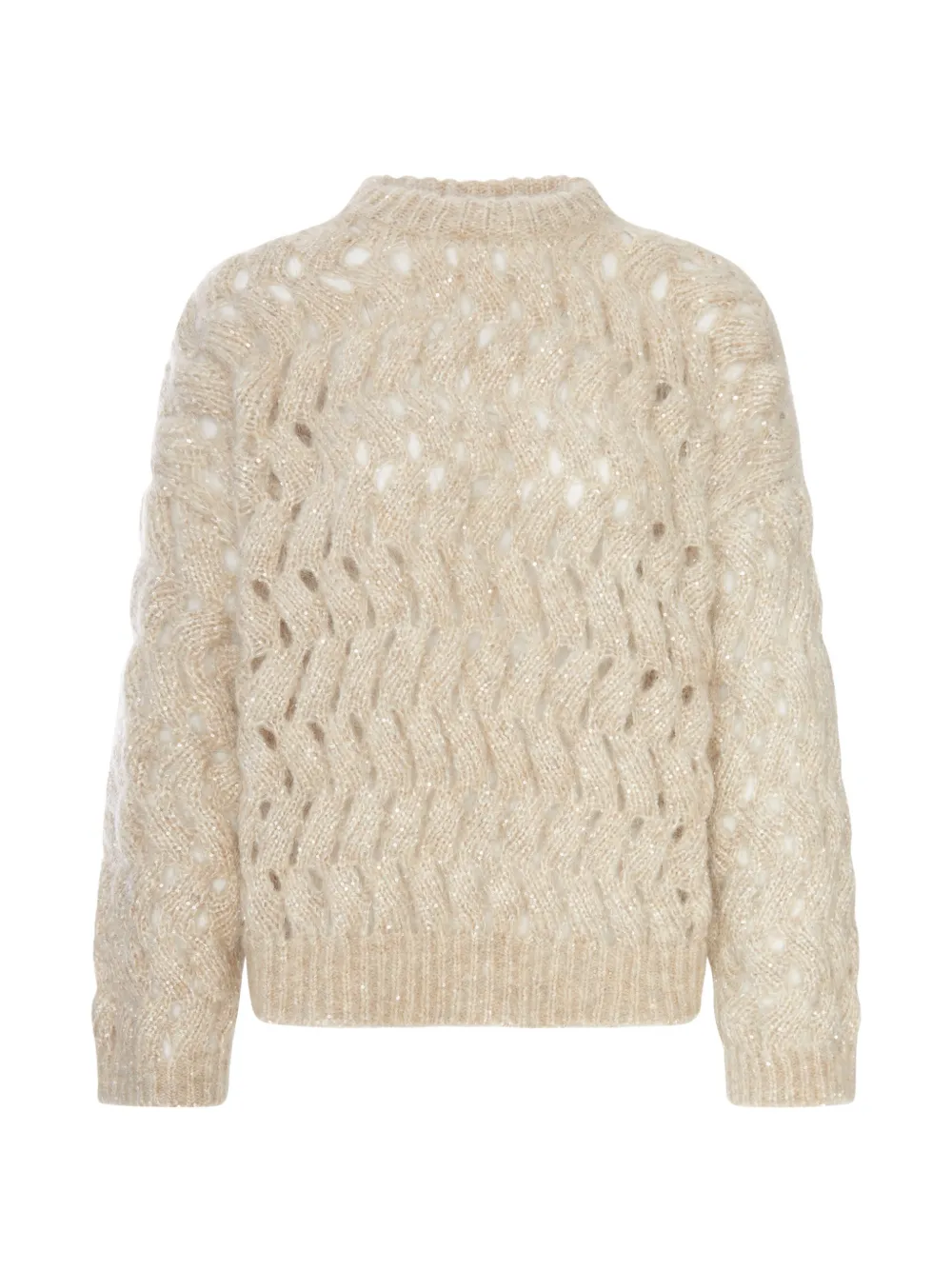 Brunello Cucinelli Maglione Dazzling in lana e mohair con motivo a zigzag - Toni neutri