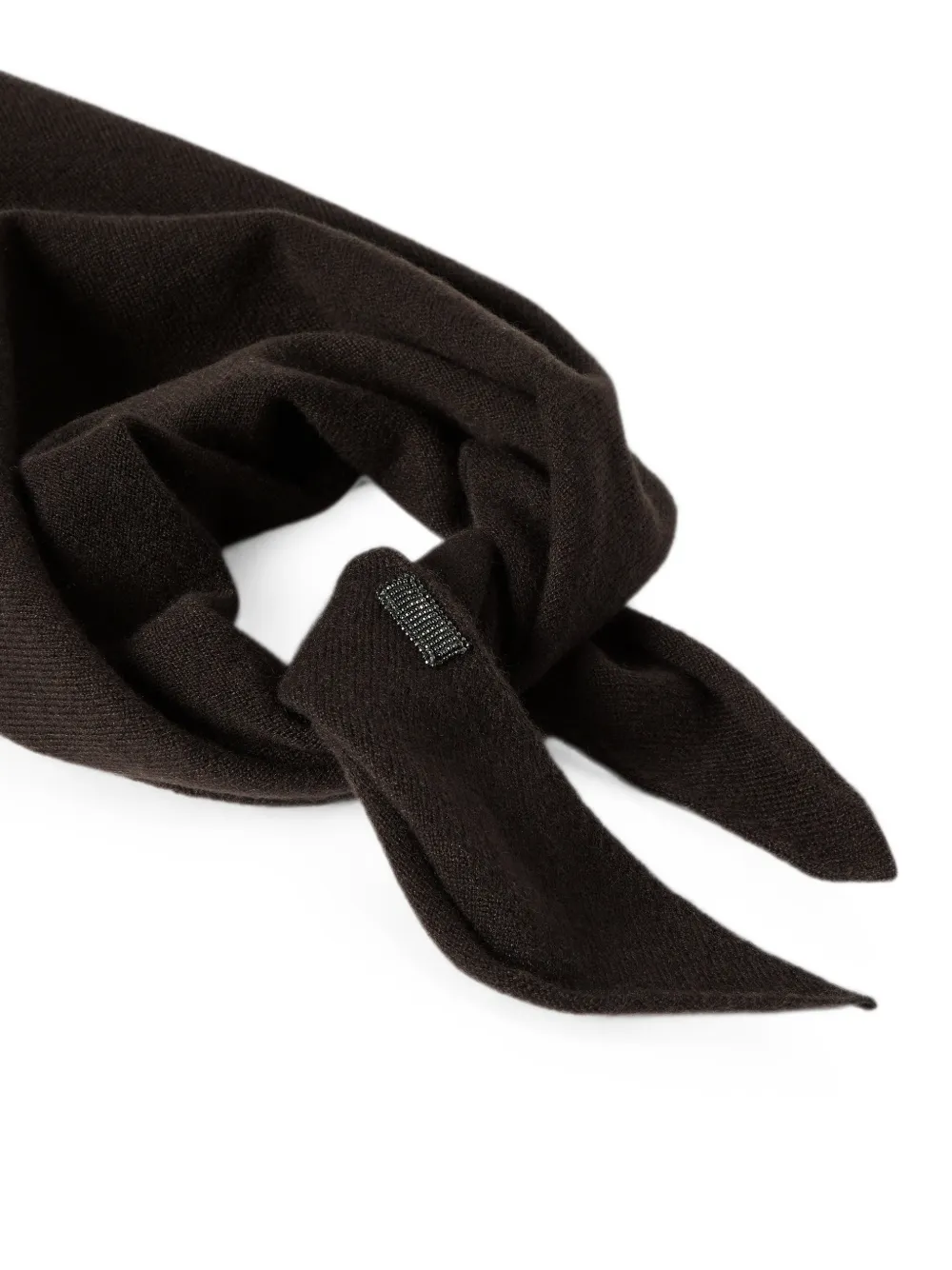 Brunello Cucinelli Kasjmier foulard met Monili Bruin