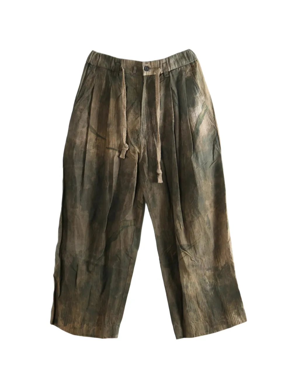 Ziggy Chen pleated drawstring-waist trousers - Braun
