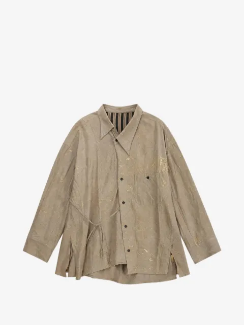 Ziggy Chen splatter-print asymmetric shirt