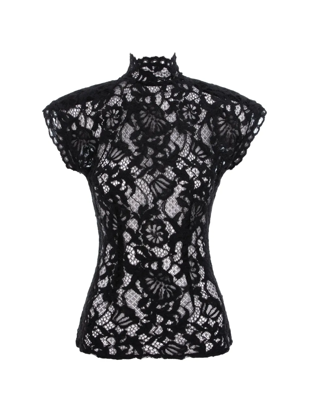 MANURÍ Amalie floral-lace top - Nero