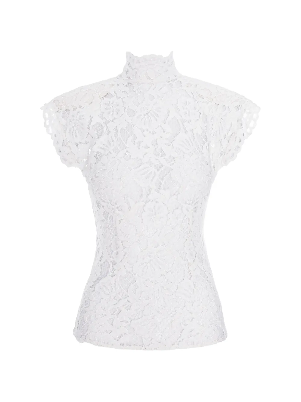 MANURÍ Amalie lace-overlay high-neck top - White