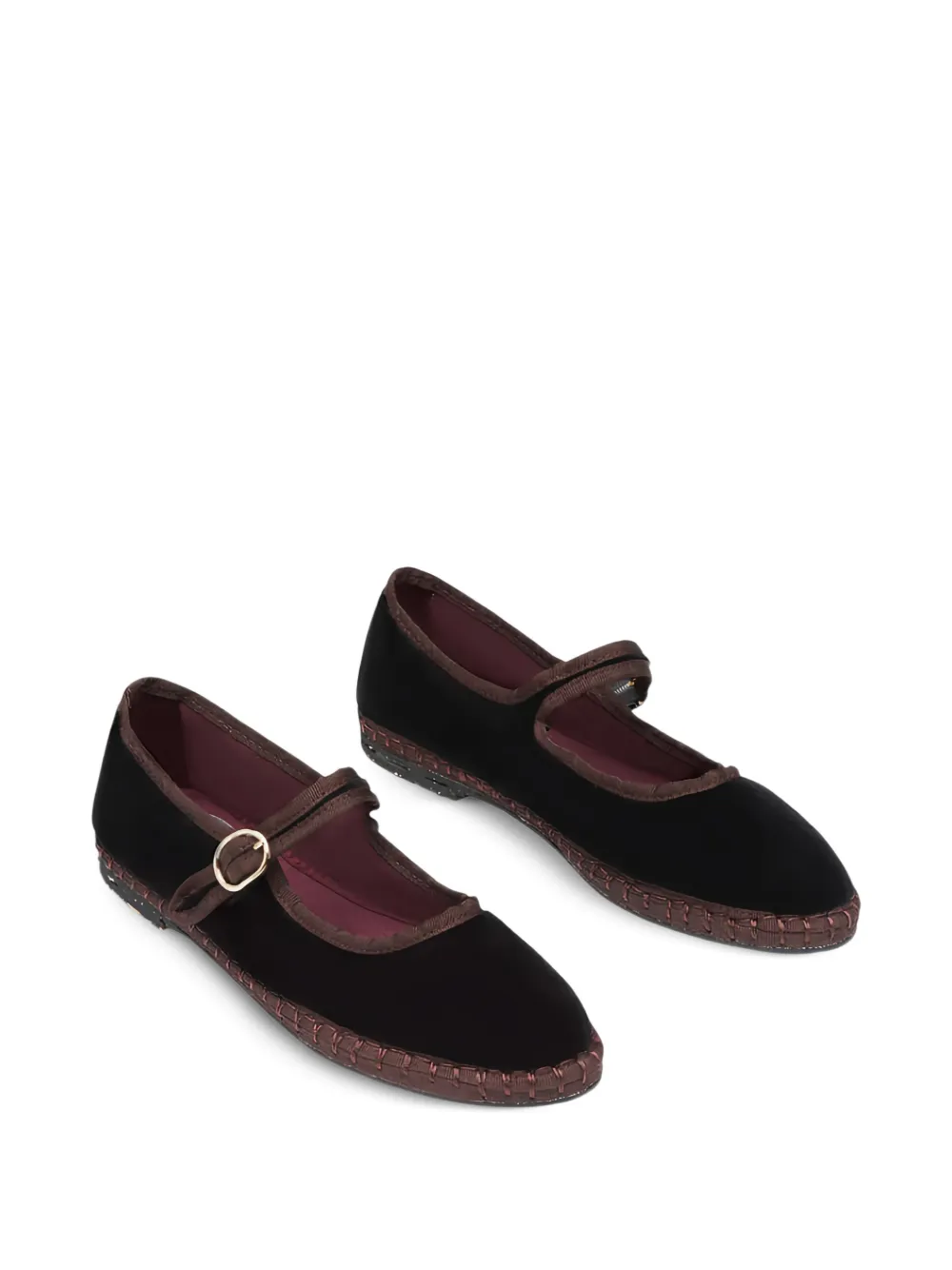 FLABELUS Sethe velvet buckle-fastening ballet flats Zwart