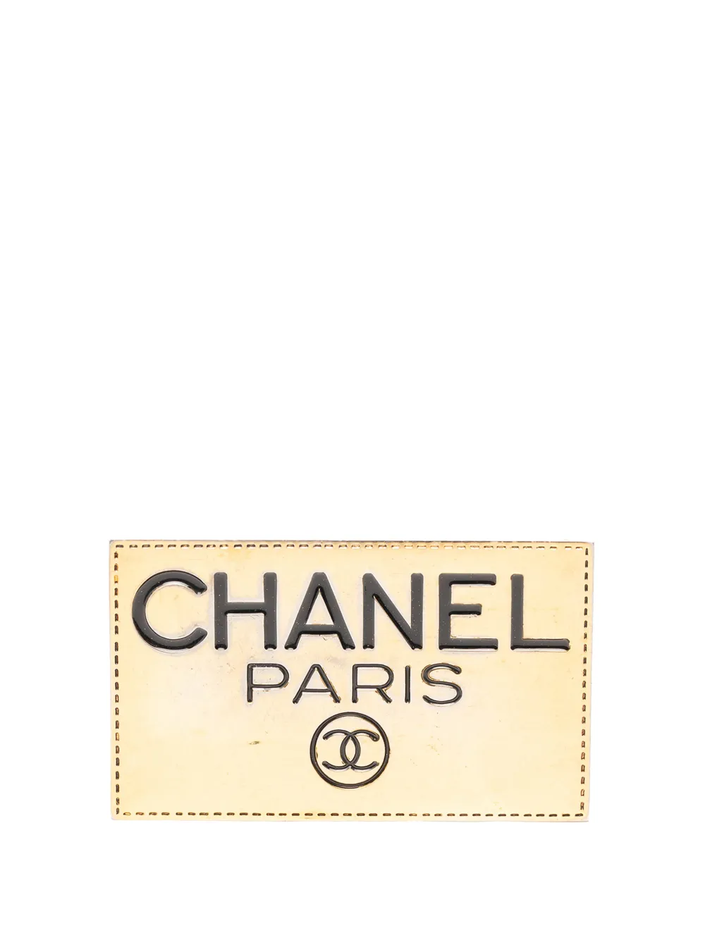 CHANEL Pre-Owned 1990-2000 Gold Plated CC Plate Brooch costume brooch