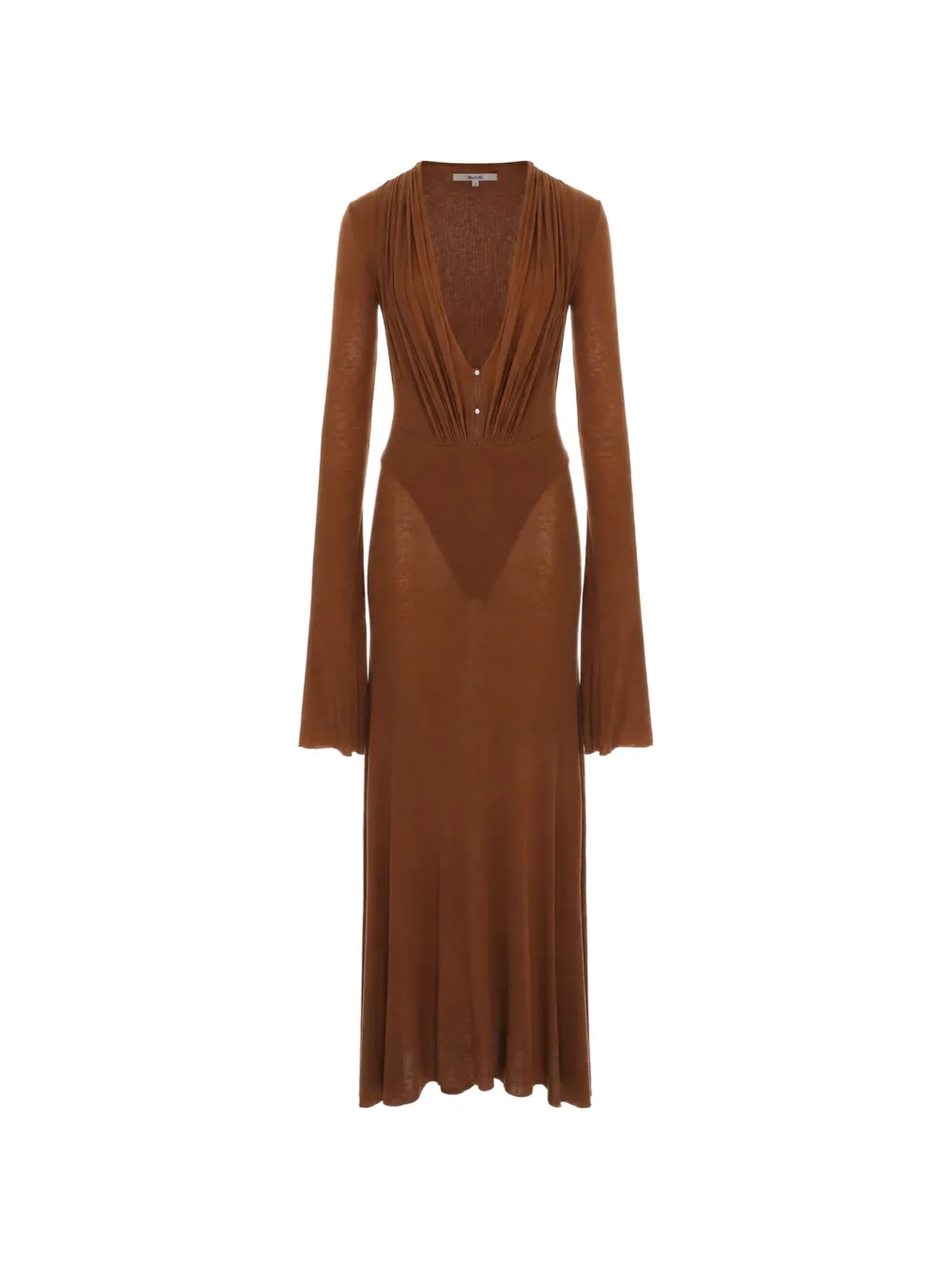 MANURÍ Suki maxi-jurk met ruches Bruin