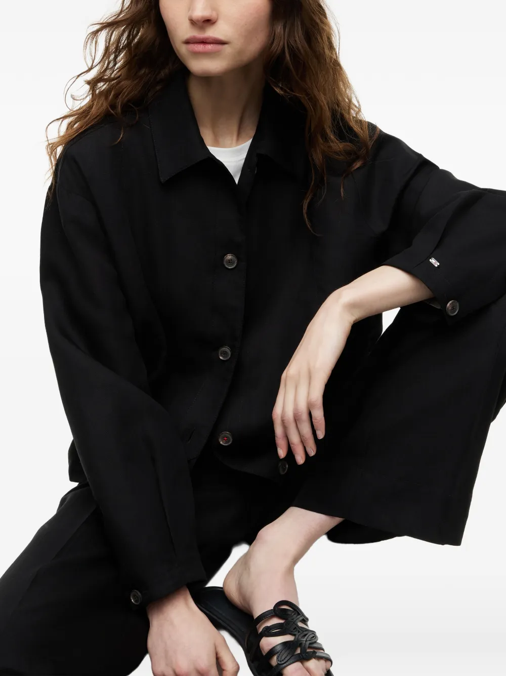 Tommy Hilfiger Button-up jack met elastische zoom Zwart
