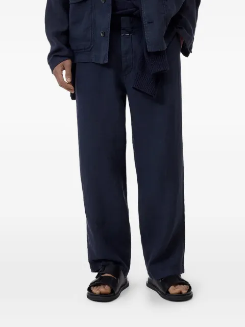 Closed pleat-detail linen trousers
