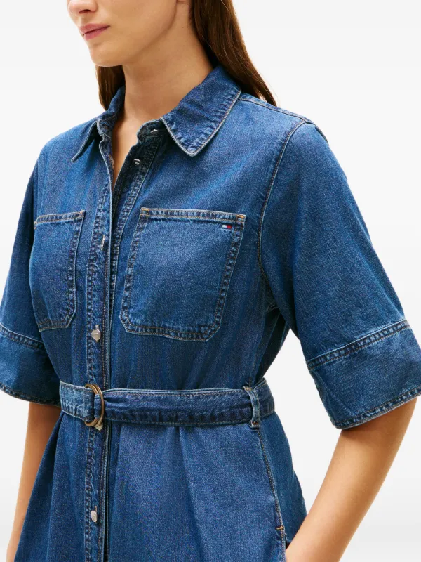 Tommy Hilfiger Belted button-down Midi Dress | Blue