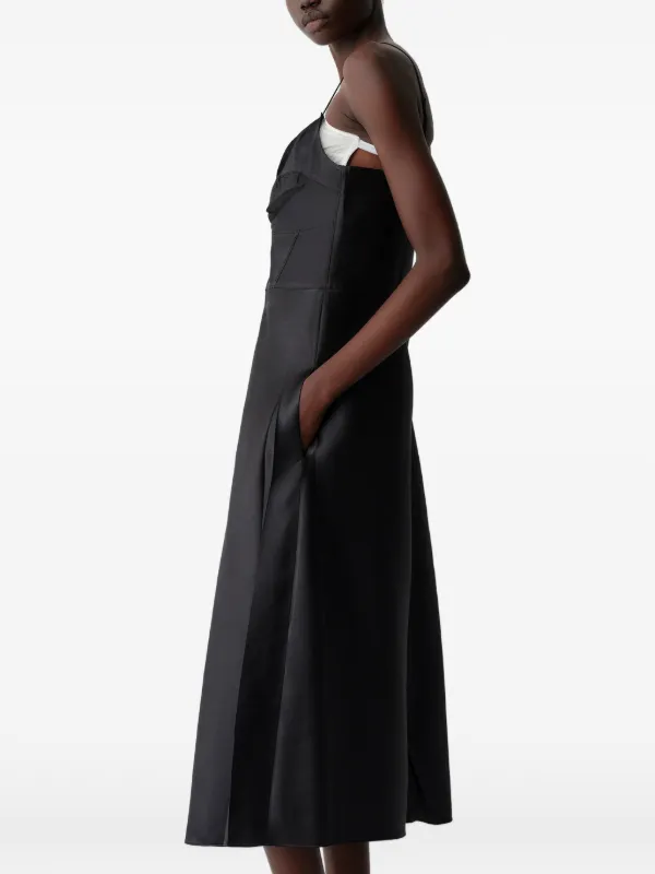 calvin klein gowns & formal dresses satin-finish spaghetti-strap Dress | Black Navy blue