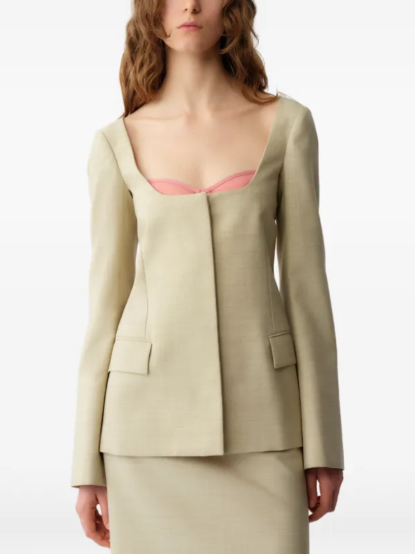 Calvin Klein Square-neck Tailored Jacket in Neutrals
