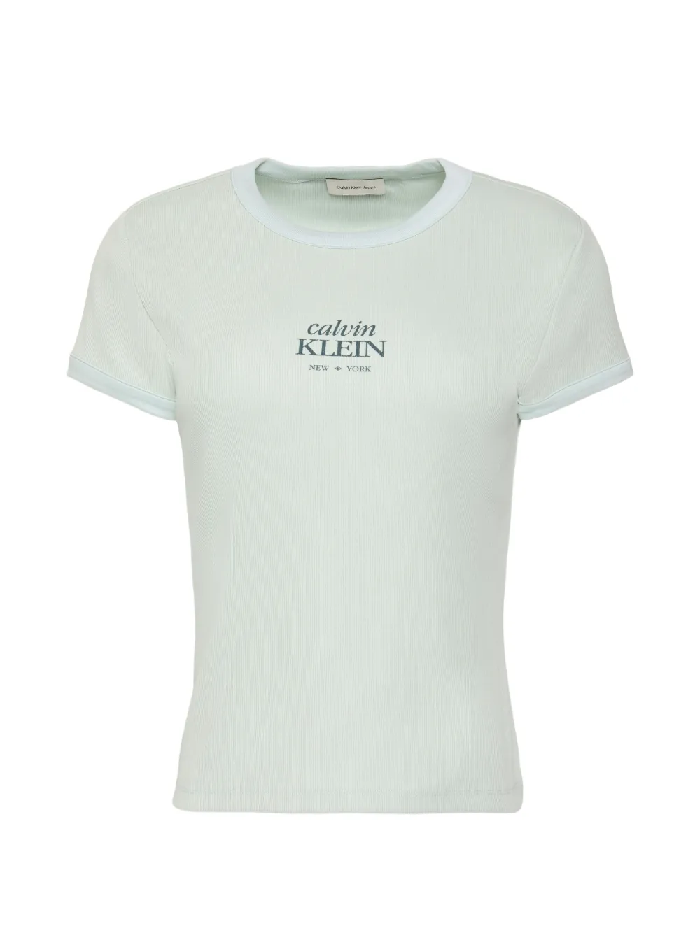 Calvin Klein logo-print ribbed T-shirt - Verde
