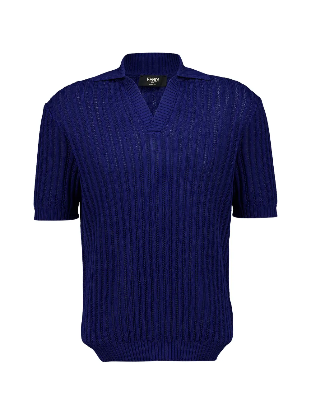 FENDI fancy-stitch cotton polo shirt - Blau