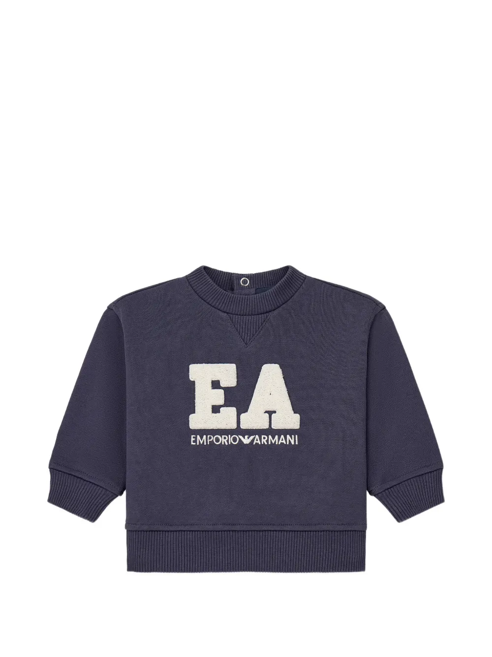 Emporio Ar i Kids Sweater met logo-patch en knoopsluiting Blauw
