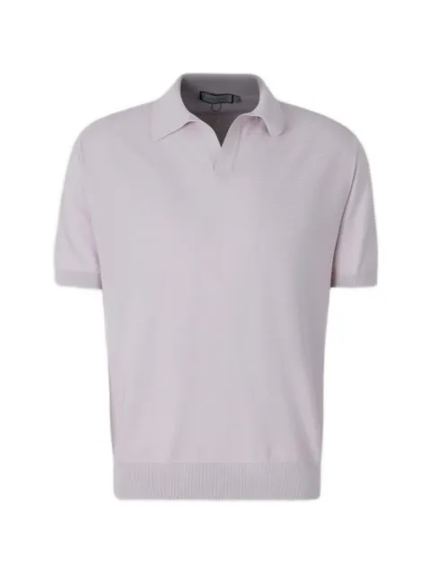 Canali fine-knit short-sleeve polo shirt