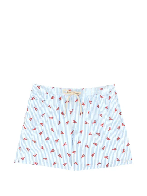 MC2 Saint Barth lobster-print striped swim shorts