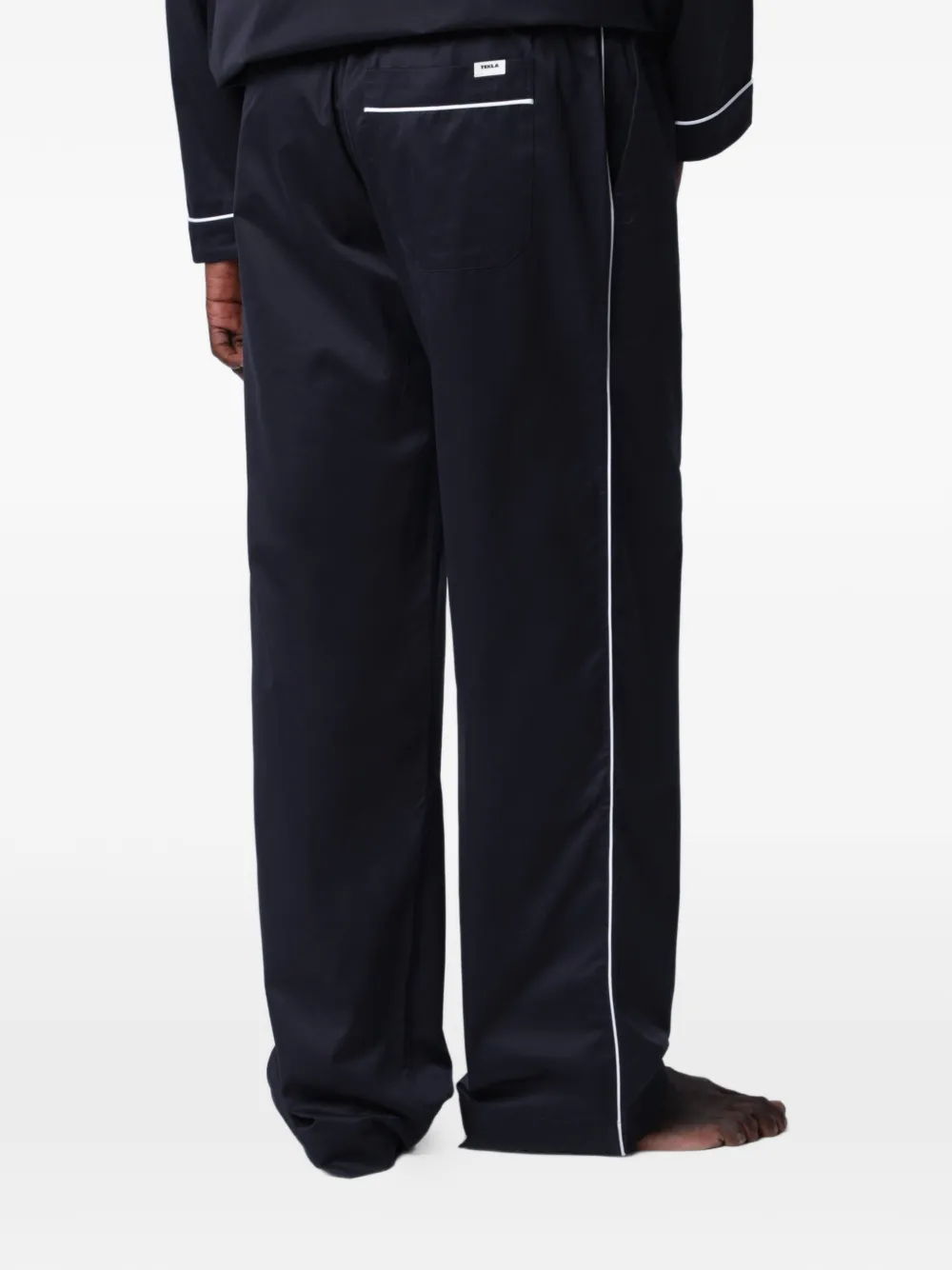 TEKLA Pyjamabroek met afwerking Blauw
