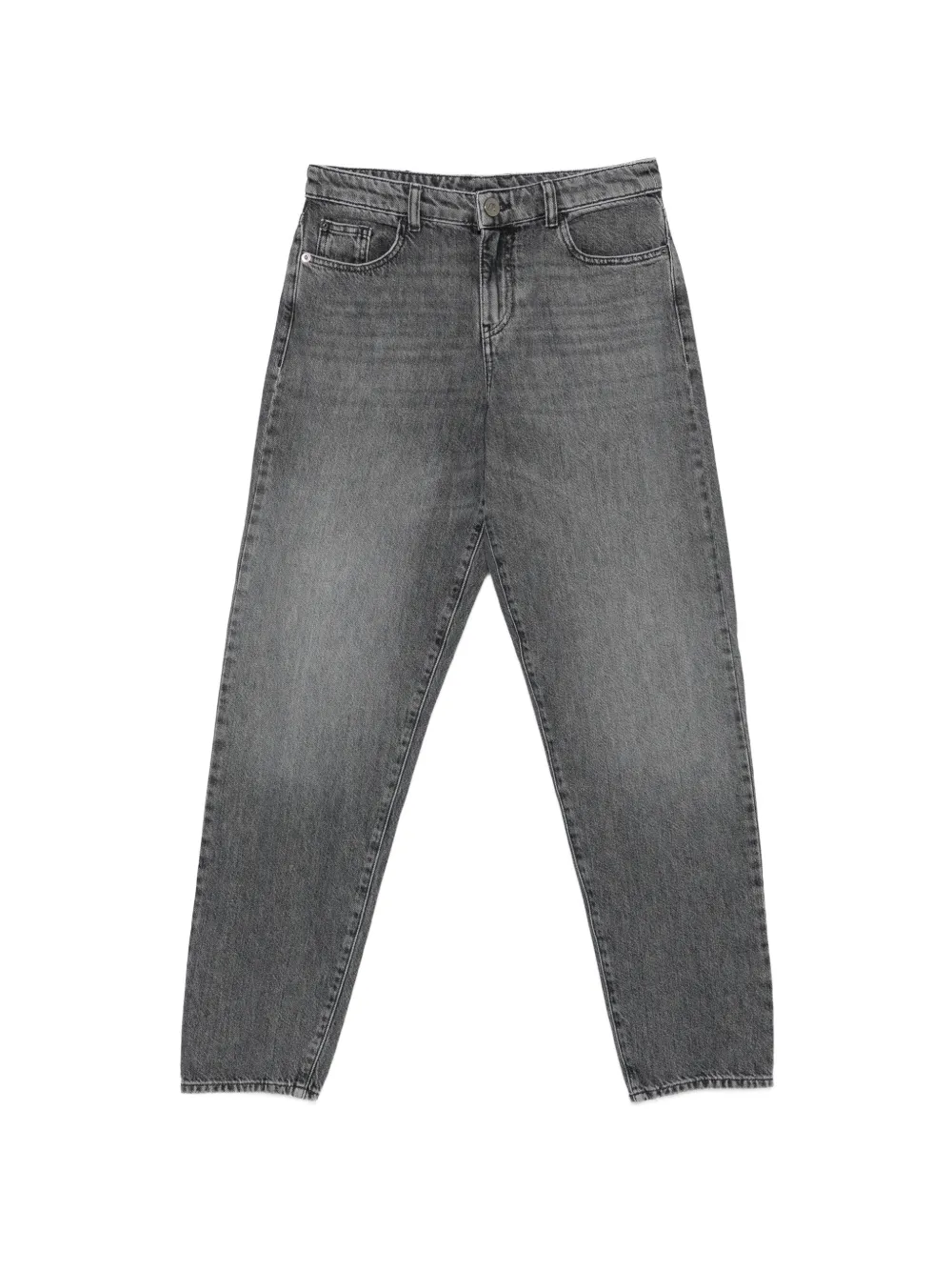 Emporio Armani faded-wash logo-plaque jeans - Grigio