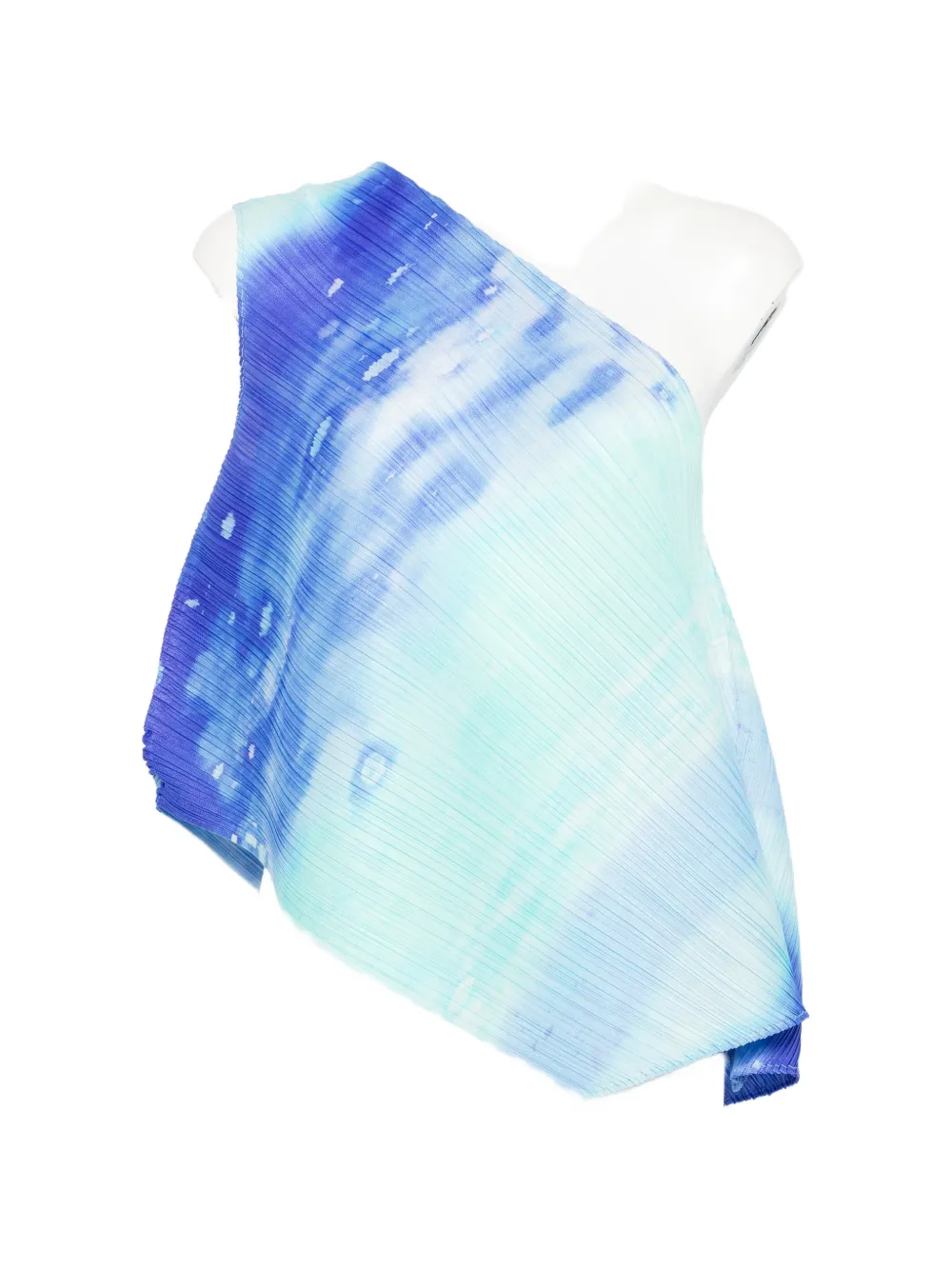 Pleats Please Issey Miyake pleated one-shoulder top - Blu