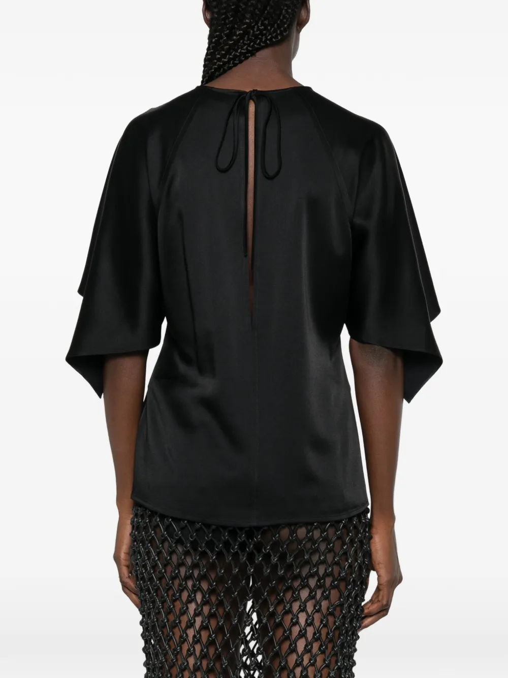 Stella McCartney Top met capemouwen en striksluiting op de rug Zwart